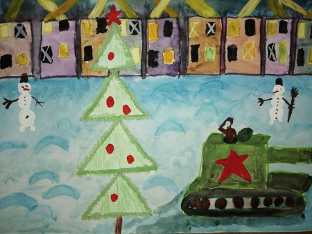 Елка Победы гуашью