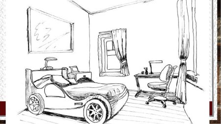 Раскраска комната для мальчика