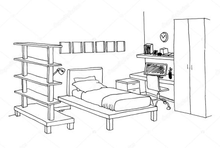 Рисование комнаты с мебелью для детей