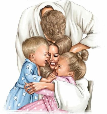 Иллюстративные рисунки семья и ребенок