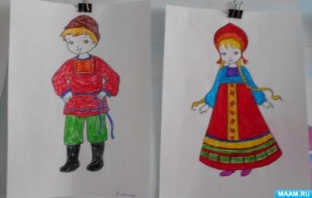 Рисование кукла в национальном костюме Комарова