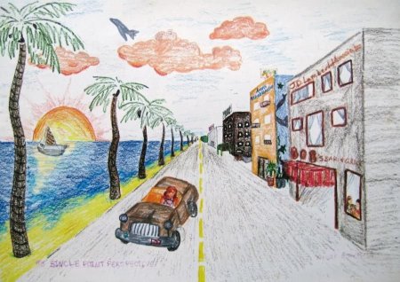 Городской пейзаж карандашом для детей