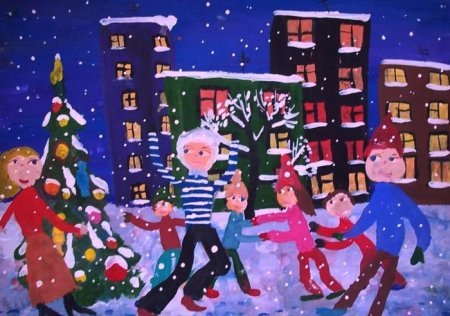 Праздник в городе рисунок