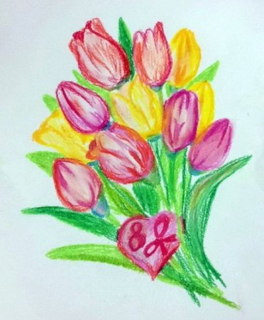 Цветы для мамы детские рисунки (55 фото)