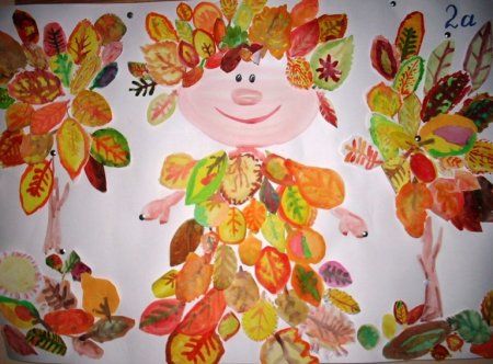 Аппликация из листьев на тему осень для детского сада