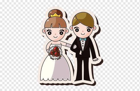 Жених с невестой отрисованные