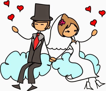 Нарисованные жених и невеста бегут