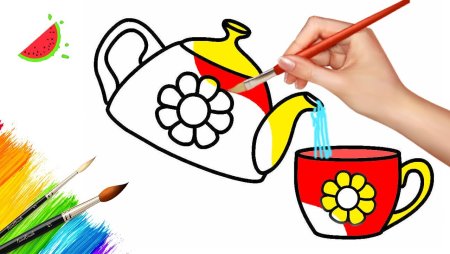 Чайник и чашка рисуем с детьми
