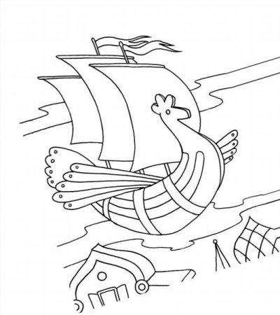 Раскраска Летучий корабль русская народная сказка