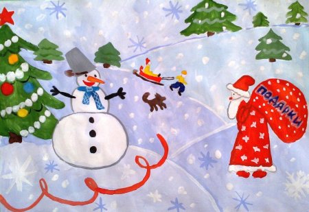 Рисование для детей праздник новый год