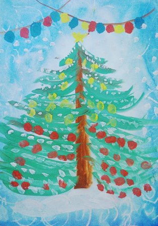 Детские новогодние рисунки