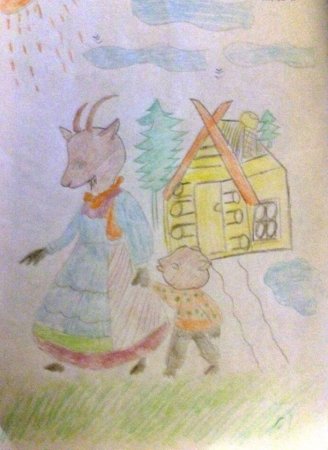 Рисунок волки и семера козлят