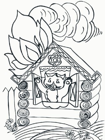 Раскраска Кошкин дом Маршак