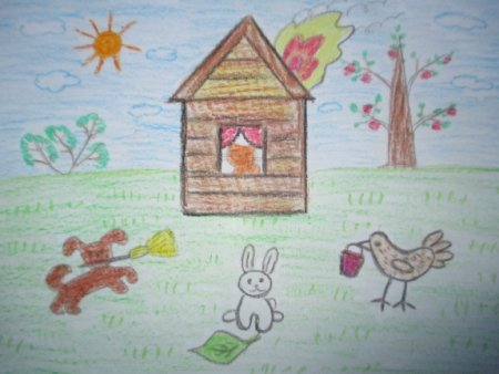 Кошкин дом рисунок для детей