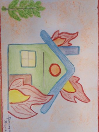 Рисование загорелся Кошкин дом