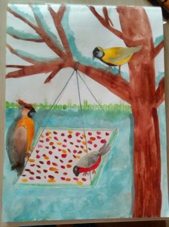 Рисование кормушка для птиц старшая