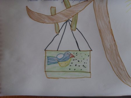 Кормушка для птиц рисунок карандашом