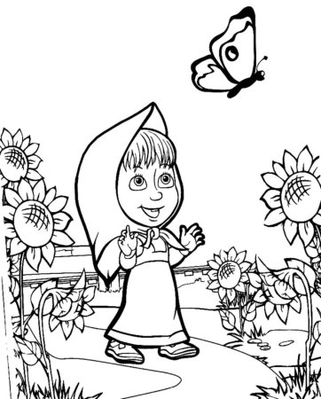 Маша и медведь рисунок цветной