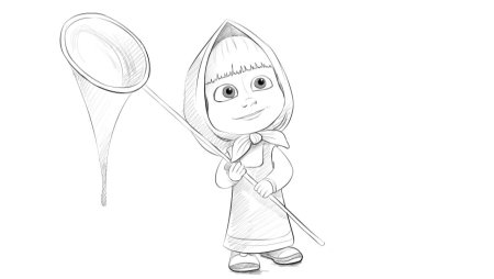 Маша и медведь карандашом