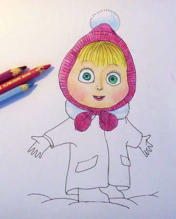 Маша и медведь рисунок карандашом