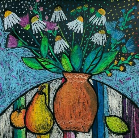 Кот масляной пастелью