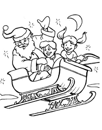 Дед Мороз на санях раскраска