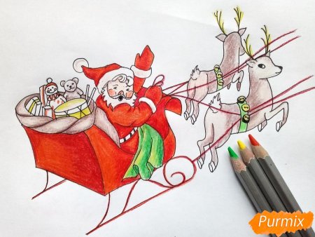 Новогодний олень с санями