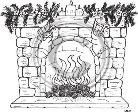 Камин рисунок красками