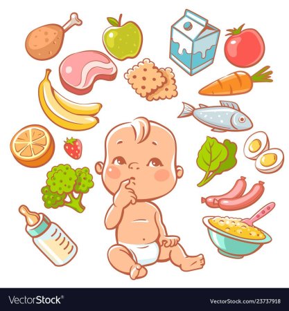 Дети с едой вектор