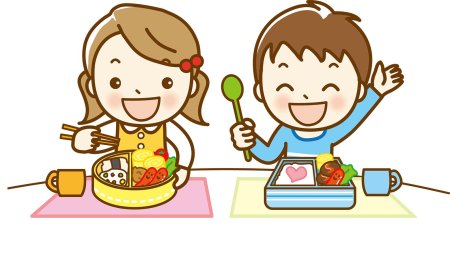 Дети кушают вектор