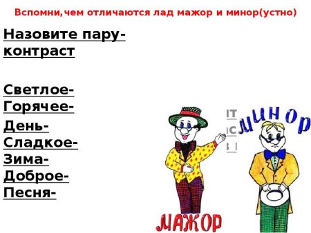 Мажор и минор для дошкольников