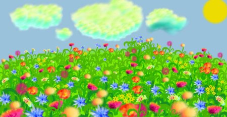 Полянка с цветами рисунок детский (53 фото)