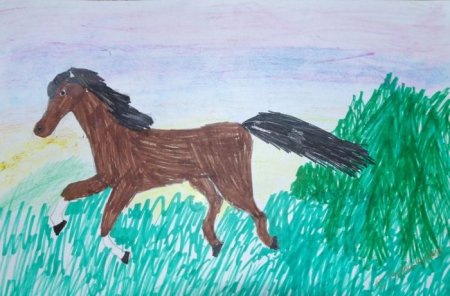 Конь рисунок детский