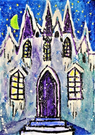 Царство снежной королевы гуашь