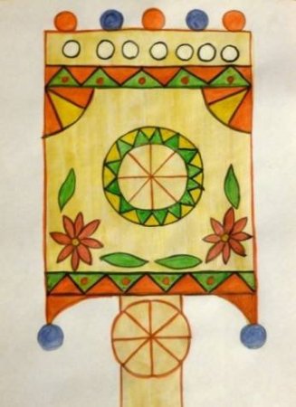 Эскиз росписи прялки