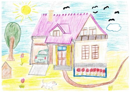 Детские рисунки домов карандашом