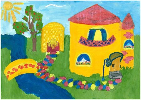 Домик красками для детей