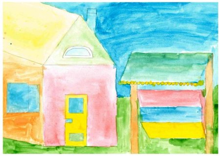 Рисование в детском саду, дом мечты