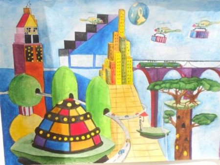 Рисунок на тему город будущего