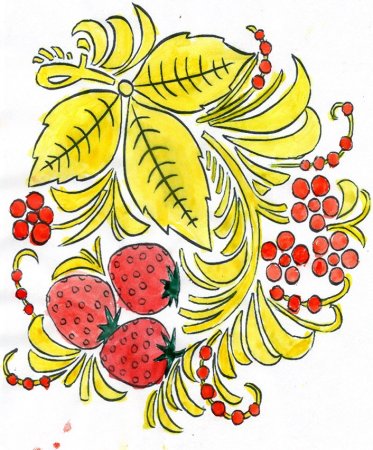 Элементы хохломской росписи листочки