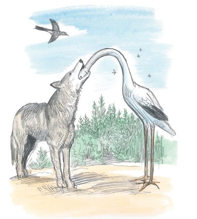 Крылов волк и журавль