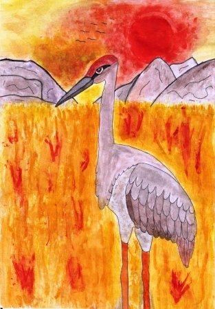 Журавль поэтапное рисование