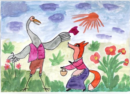 Волк и журавль раскраска