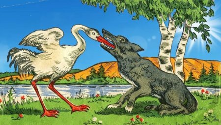 Волк и журавль басня Крылова