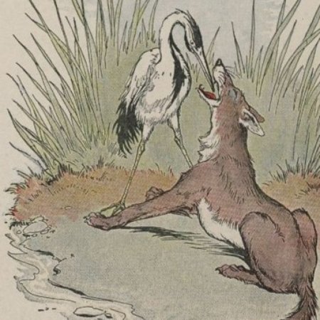 Волк и журавль раскраска