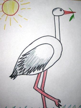 Рисование для детей журавль