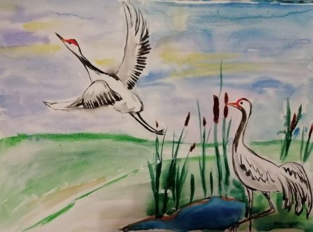 Журавли в изобразительном искусстве