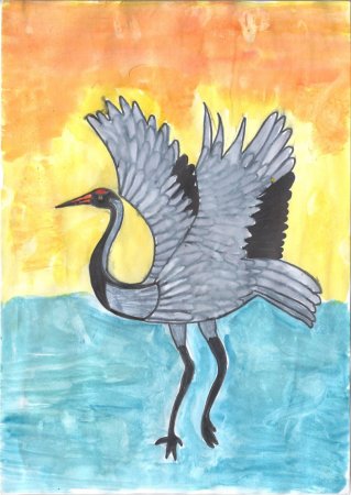 Журавль рисунок