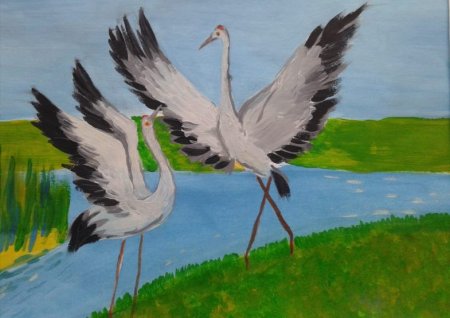 Журавль рисунок