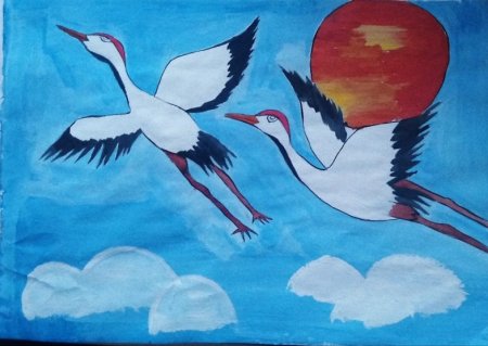 Рисование журавля в старшей группе